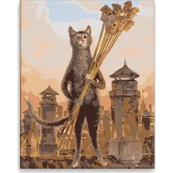 Dětské zboží Malování podle čísel - Nejistá kočka - 40x50 cm, bez dřevěného rámu - CZ výroba