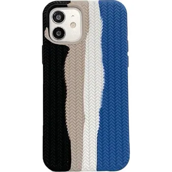 Pouzdro na mobilní telefon Silikonový kryt s copánkovým vzorem pro iPhone 11 Pro Max - modro-černý