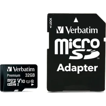 Paměťová karta Paměťová karta Verbatim Premium micro SDHC 32GB Class 10 (90R/10W) + adapter