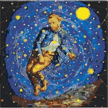 Malování podle čísel - Hvězdná obloha - van Gogh - 40x40 cm, bez dřevěného rámu - CZ výroba