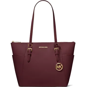 Michael Kors Charlotte Large Saffiano Leather Top-Zip Tote Bag Merlot