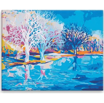Dětské zboží Malování podle čísel - Kouzelná barevná zima - 50x40 cm, bez dřevěného rámu - CZ výroba