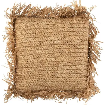 Dekorativní polštářek Přírodní lýkový polštář s třásněmi Raffia - 45*45*15 cm