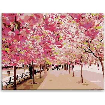 Malování podle čísel - Májová alej - 40x30 cm, bez dřevěného rámu - CZ výroba