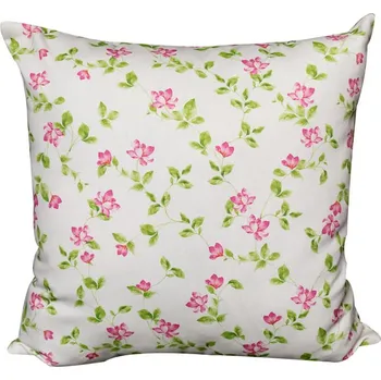Povlak na dekorativní polštářek Povlak na polštář krémový, růžové květy s lístečky, 45x45 cm