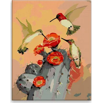 Malování podle čísel - Kolibříci za soumraku - 40x50 cm, bez dřevěného rámu - CZ výroba