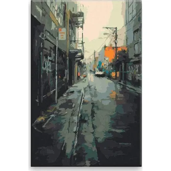 Dětské zboží Malování podle čísel - Vylidněná ulice - 40x60 cm, bez dřevěného rámu - CZ výroba