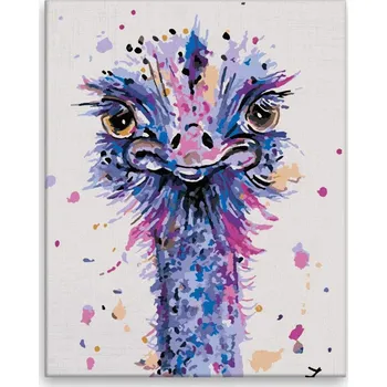 Malování podle čísel - Roztomilý pštros - 40x50 cm, bez dřevěného rámu - CZ výroba
