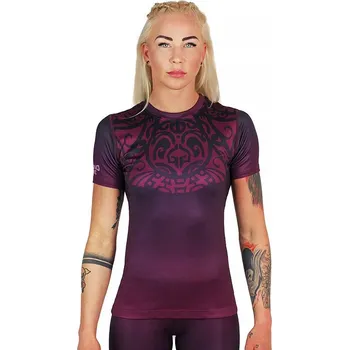 Rashguard Funkční tričko Ground Game rashguard MANDALA - krátký rukáv - PURPUROVÉ Velikost: M