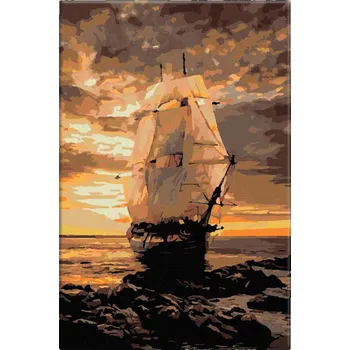 Dětské zboží Malování podle čísel - Námořní loď - 40x60 cm, bez dřevěného rámu - CZ výroba