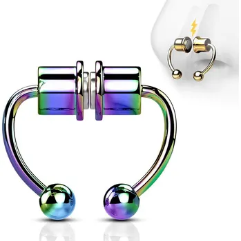 Piercing Duhový falešný magnetický septum piercing do nosu