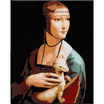 Malování podle čísel - Dáma s hranostajem - Leonardo da Vinci - 40x50 cm, bez dřevěného rámu - CZ výroba