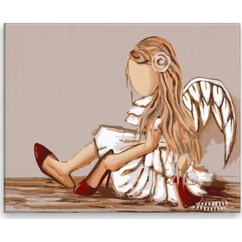 Malování podle čísel - Malý andílek - 50x40 cm, bez dřevěného rámu - CZ výroba