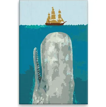 Dětské zboží Malování podle čísel - Velryba a loď - 40x60 cm, bez dřevěného rámu - CZ výroba