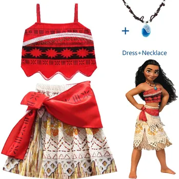 Karnevalový kostým Disney MOANA šaty/kostým červený Věk: 6T, Motiv: 1 top se sukní a náhrdelníkem