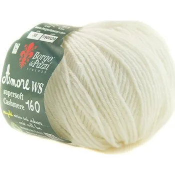Příze Borgo de' Pazzi Amore WS Super soft Cashmere 160 Krémová 30 (Super soft Cashmere 160 Crema 30)
