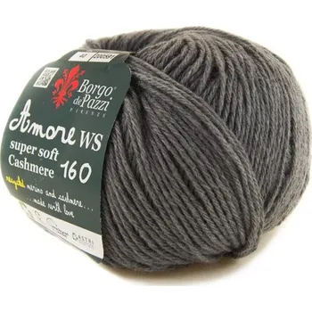 Příze Borgo de' Pazzi Amore WS Super soft Cashmere 160 grigio medio 40 (Super soft Cashmere 160 grigio medio 40)