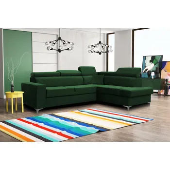 Sedací souprava Rozkládací rohová sedačka GLAMOUR zelená
