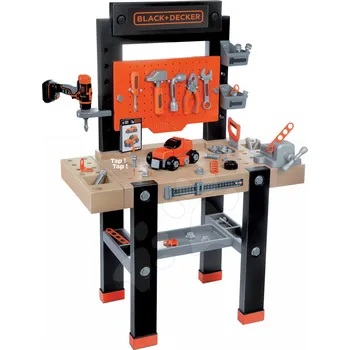 Dětská dílna Pracovní dílna Black+Decker Smoby s mechanickou vrtačkou a autíčkem s 92 doplňky