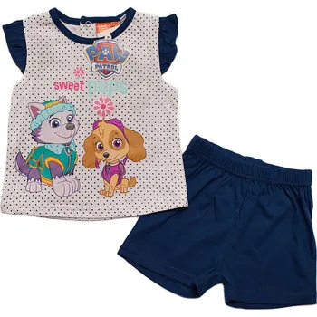 Tlapková patrola dívčí bílo/modrý set tričko+kraťasy Velikost: 74