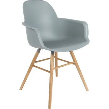 Jídelní židle Světle šedá plastová jídelní židle ZUIVER ALBERT KUIP s područkami