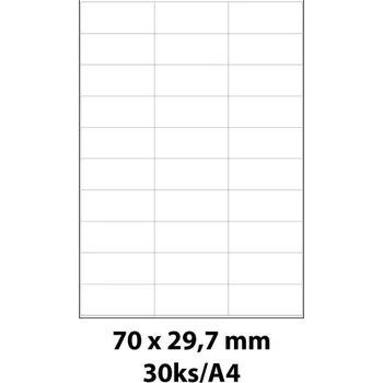 Speciální papír Print etikety Emy 70x29,7 mm, 30ks/arch, 100 archů, samolepící