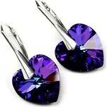 Náušnice Silvego stříbrné Srdce Crystal Heliotrope Swarovski Elements LSW007E