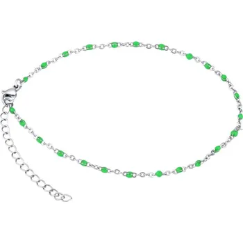 Náramek Ocelový řetízek na nohu - zelený KMM1750