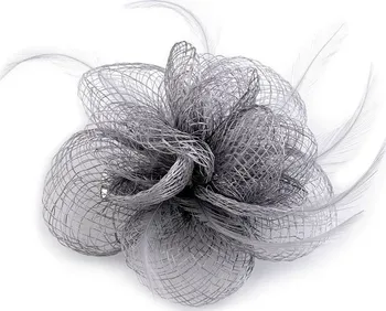 Ozdoba do vlasů Stoklasa Fascinátor/brož květ 10 cm šedý