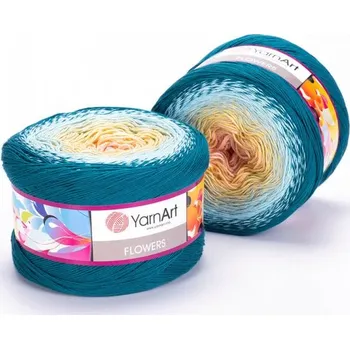 YarnArt Flowers 270 petrolejovo-sv.růžová