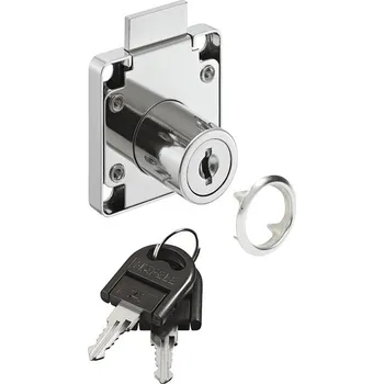 Zámek nábytkový, pro dřevěné dveře, niklovaný pravý