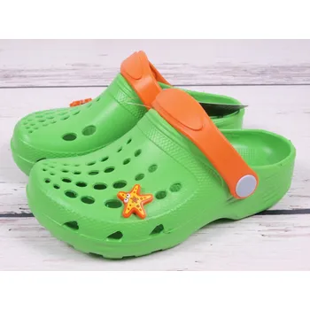 Chlapecká žabka Plážová obuv nazouváky gumové pantofle Camminare zelené s oranžovou hvězdicí velikost: 22/23