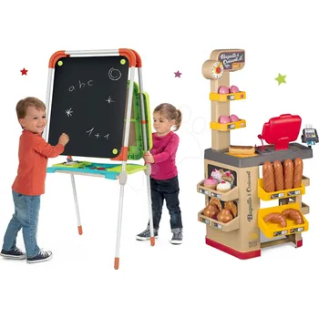 Magnetická kreslící tabulka Set pekárna s koláči Baguette&Croissant Bakery Smoby s elektronickou pokladnou a tabule na kreslení a magnetky Evolutiv Board