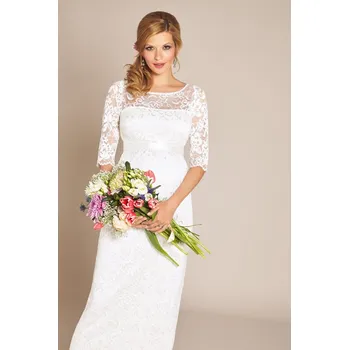 Těhotenská móda Tiffany Rose Těhotenské svatební šaty dlouhé Amelia Barva: Off-White - smetanová, Velikost: 4 EU 42-44