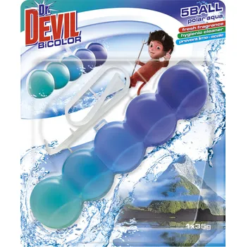 WC čistič Dr. Devil Bicolor 5 Ball WC blok 35 g Polar Aqua