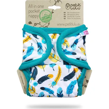Plenkové kalhoty Petit Lulu s.r.o. Tyrkysová peříčka - All In One kapsová plena pat