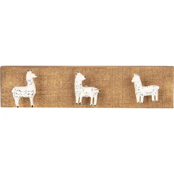 Věšák Nástěnný věšák bílá lama s patinou - 30*4*7 cm