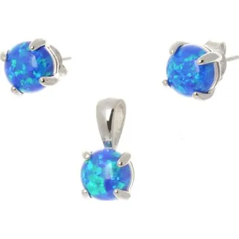 Souprava šperků Stříbrná souprava s modrými opály STRS0297F
