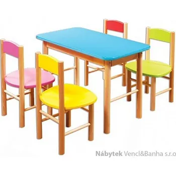 Jídelní set Drewmax dětský dřevěný jídelní set 1S+4K AD251/252 pacyg