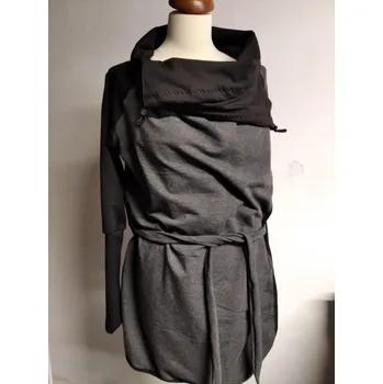 Dámský svetr Kardigan - lehká teplákovina - šedá, Veka Velikost: XL