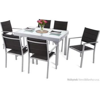 Zahradní sestava Homegarden zahradní nábytek hliníkový Orlando Silver Black 6+1 homega