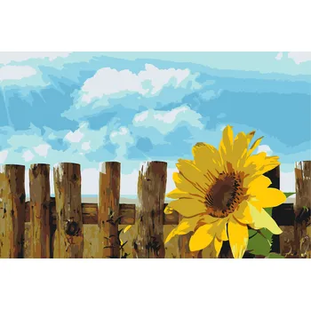 Malování podle čísel - Slunečnice na zahradě Velikost: 40x60cm, Rámování: Pouze srolované plátno