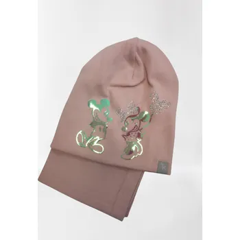 Čepice Anbor Dívčí čepice s nákrčníkem 21987 barva: růžová, Rozměr: 52