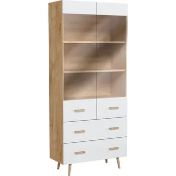 Knihovna Eoshop Vitrína Brela S2D2W, bílá / dub ribeck, lamino