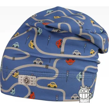 Čepice čepice Dráče 02 převis homeless modrá s autíčky velikost čepic: 52-54cm (5-7 let, RDX vel.5)