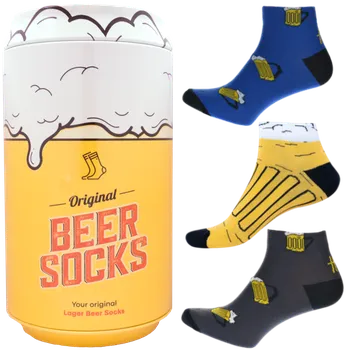 Pánské ponožky Dárkový set - 3 páry nízkých pivních ponožek v dárkové pivní plechovce - velikost 43-46 (Velikost 43-46)