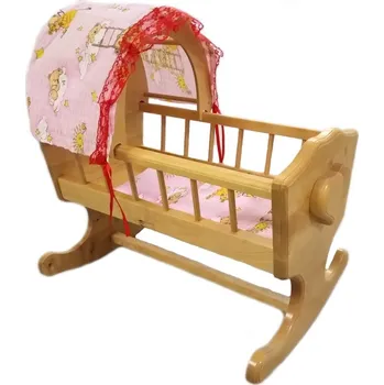 Příslušenství pro dětskou postel a kolébku Elmar dřevěná kolébka pro panenky s nebesy NK17A elm