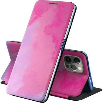 Pouzdro na mobilní telefon Flipové ochranné pouzdro se vzorem vodových barev pro iPhone 13 Pro - fialové