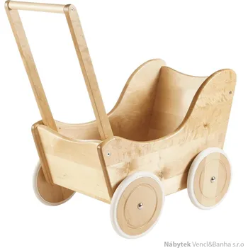 Dřevěná hračka Elmar dětská dřevěná hračka kočárek pro panenky Retro Stroller elm