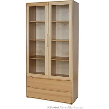 Knihovna dřevěná buková knihovna, vitrína prosklená z masivního dřeva buk KW421 pacyg